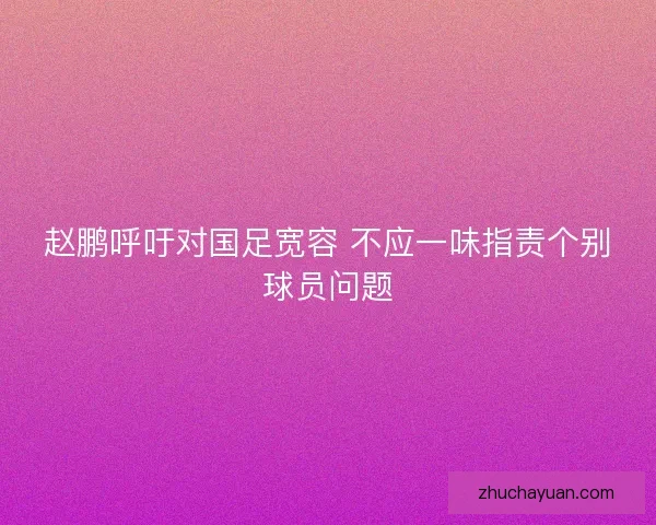 赵鹏呼吁对国足宽容 不应一味指责个别球员问题 赵鹏呼吁对国足宽容 不应一味指责个别球员问题